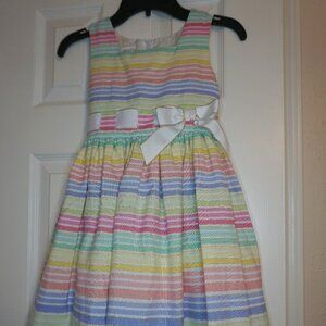 Bonnie Jean Pastel stripe color sleeveless dress size 7